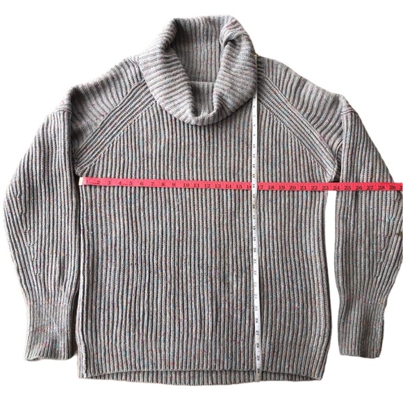 Free People | Cozy Oversized Cowl Neck Chunky Knit Sweater Grey w/ Rainbow Spec - Picture 8 of 13